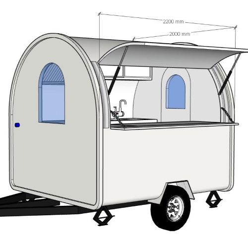 Food truck bílý 2 m, RAL 9016 s lednicí 