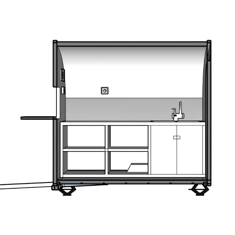 Food truck bílý , RAL 9010, 1,6 m s lednicí