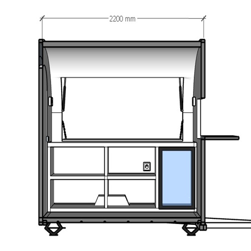 Food truck bílý 2 m, RAL 9016 s lednicí 